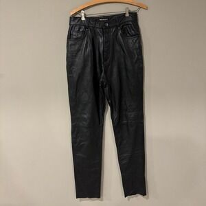 Vintage 90s Wilsons The Leather Experts Black Leather Pants Straight Leg Size 8